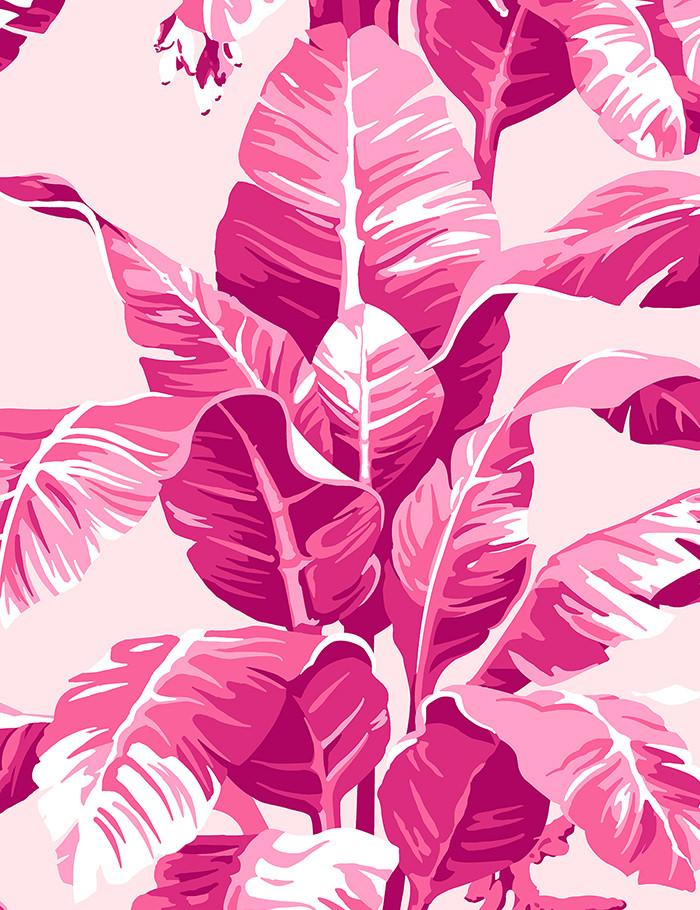 Pink Palm Trees Print Hot Pink Tropical Pattern Wrapping Paper by