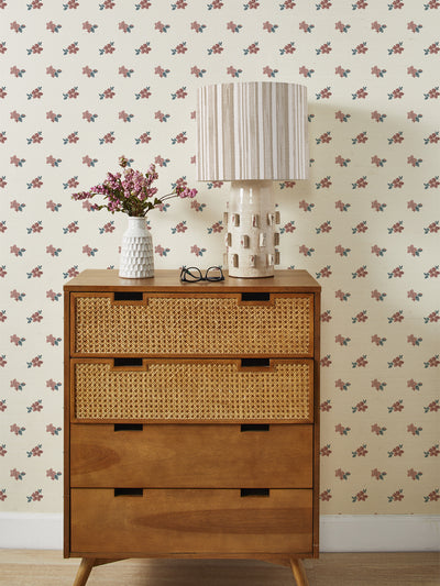 anna floral grasscloth wallpaper by nathan turner pink blue