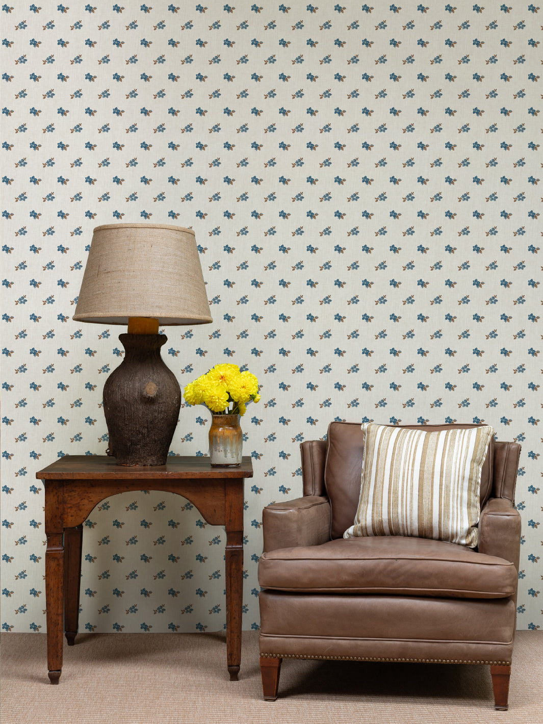 anna floral grasscloth wallpaper by nathan turner blue brown