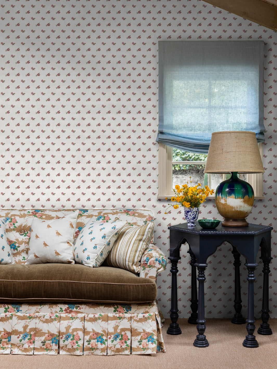 anna floral wallpaper by nathan turner pink green