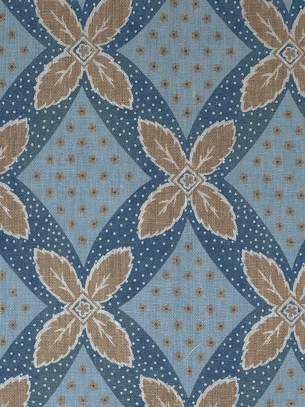 arthur linen fabric by nathan turner taupe on blue