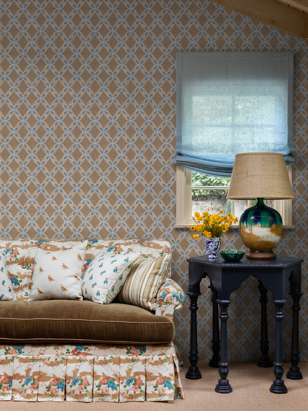 arthur wallpaper by nathan turner blue on brown