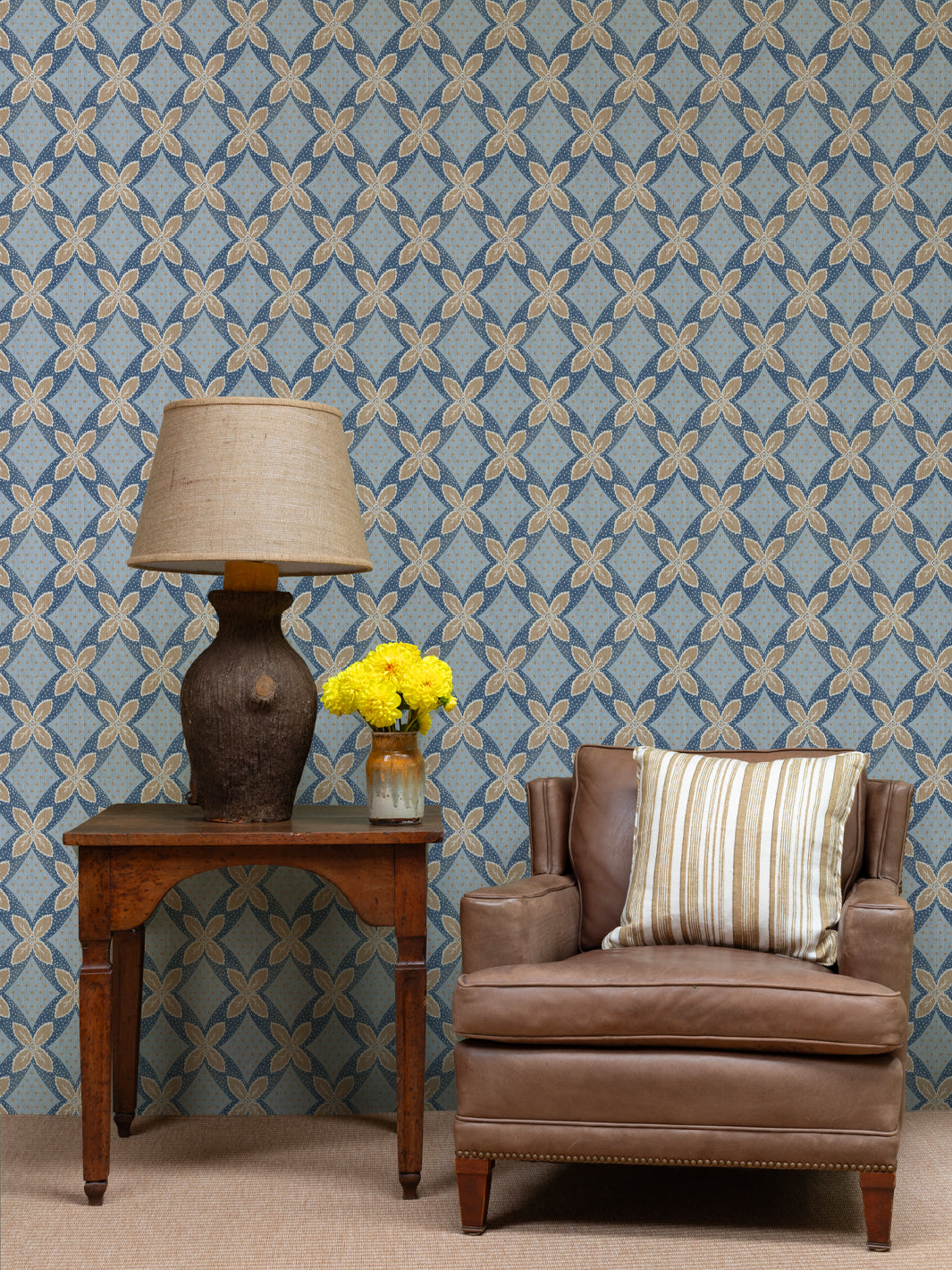 arthur wallpaper by nathan turner taupe on blue