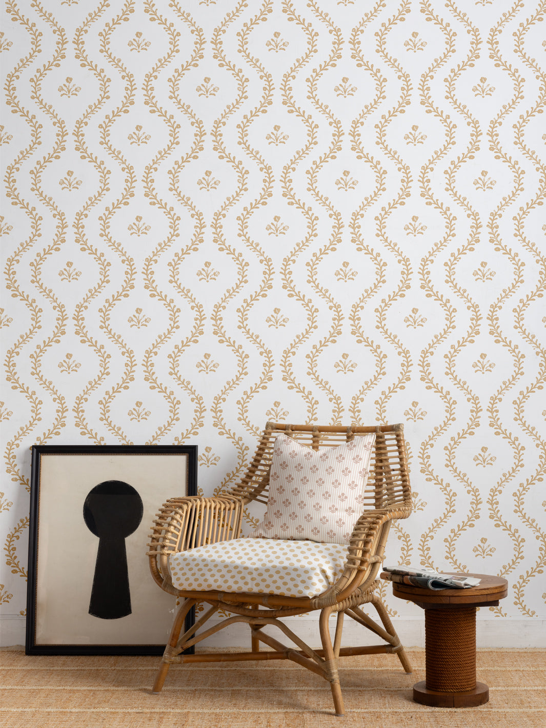 'Bennett Vine (White Ground)' Wallpaper by Sugar Paper - Honeycomb