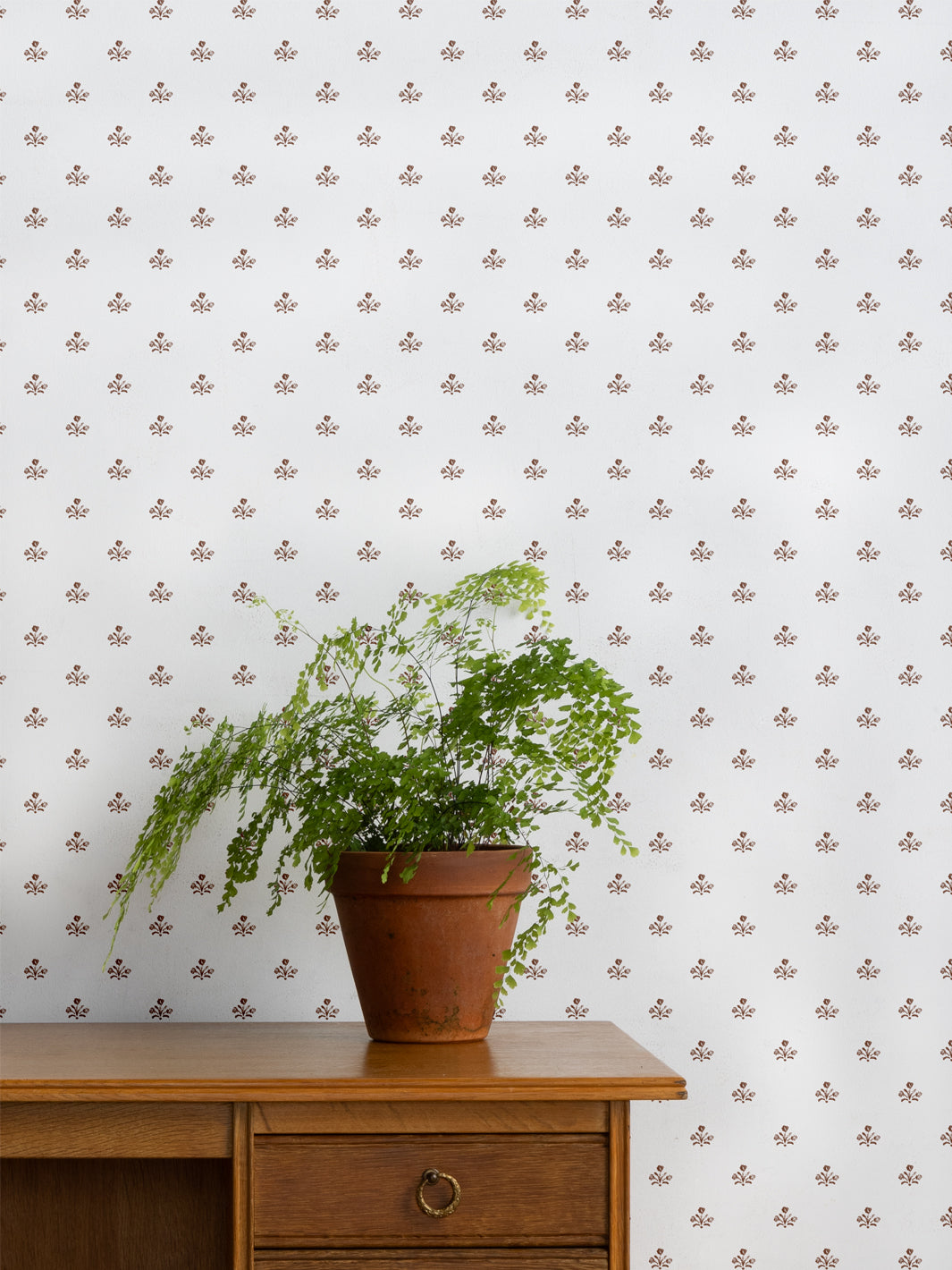 'Bennett (White Ground)' Wallpaper by Sugar Paper - Chocolate