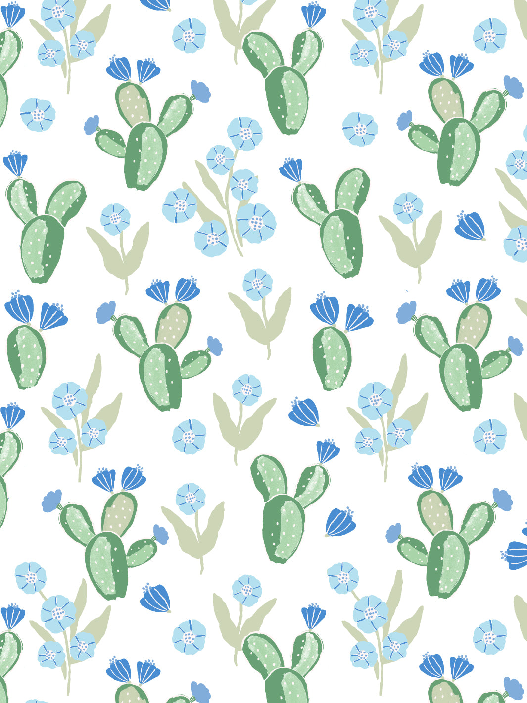 cactus floral wallpaper by tea collection baby blue