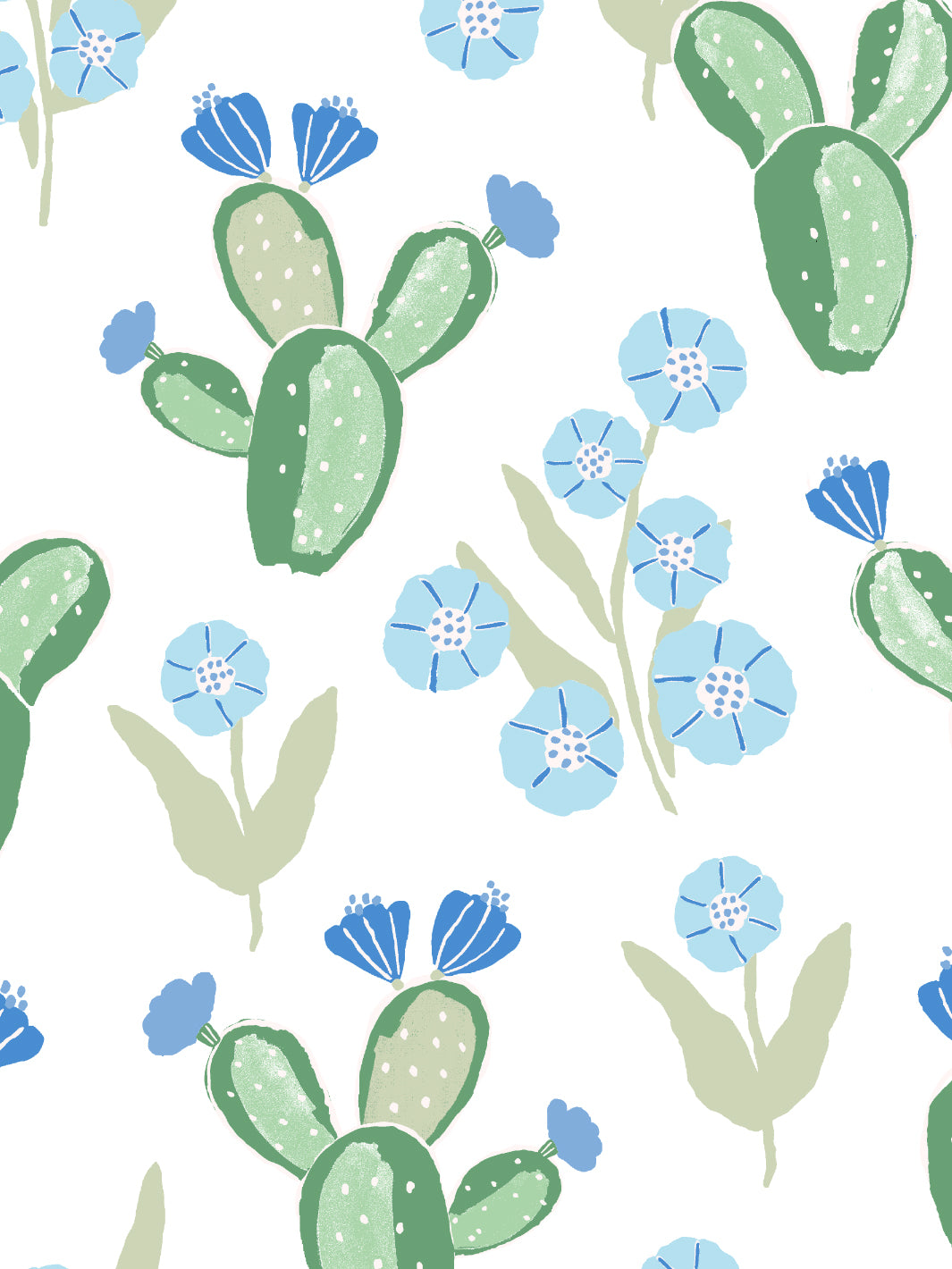 cactus floral wallpaper by tea collection baby blue