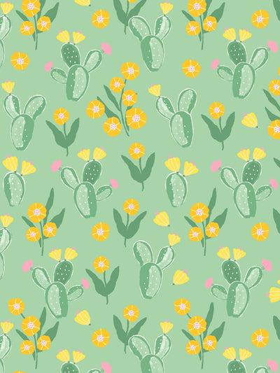 cactus floral wallpaper by tea collection pink yellow