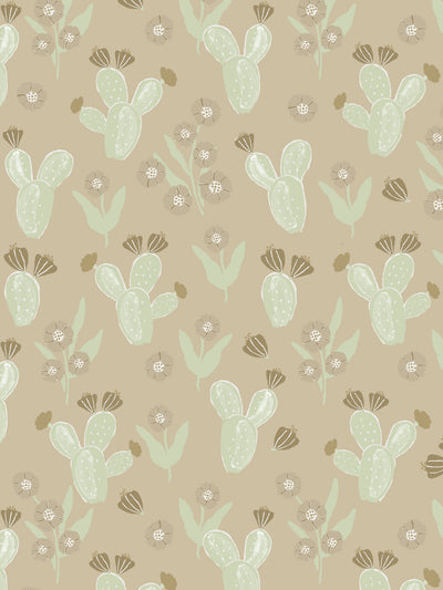 cactus floral wallpaper by tea collection taupe