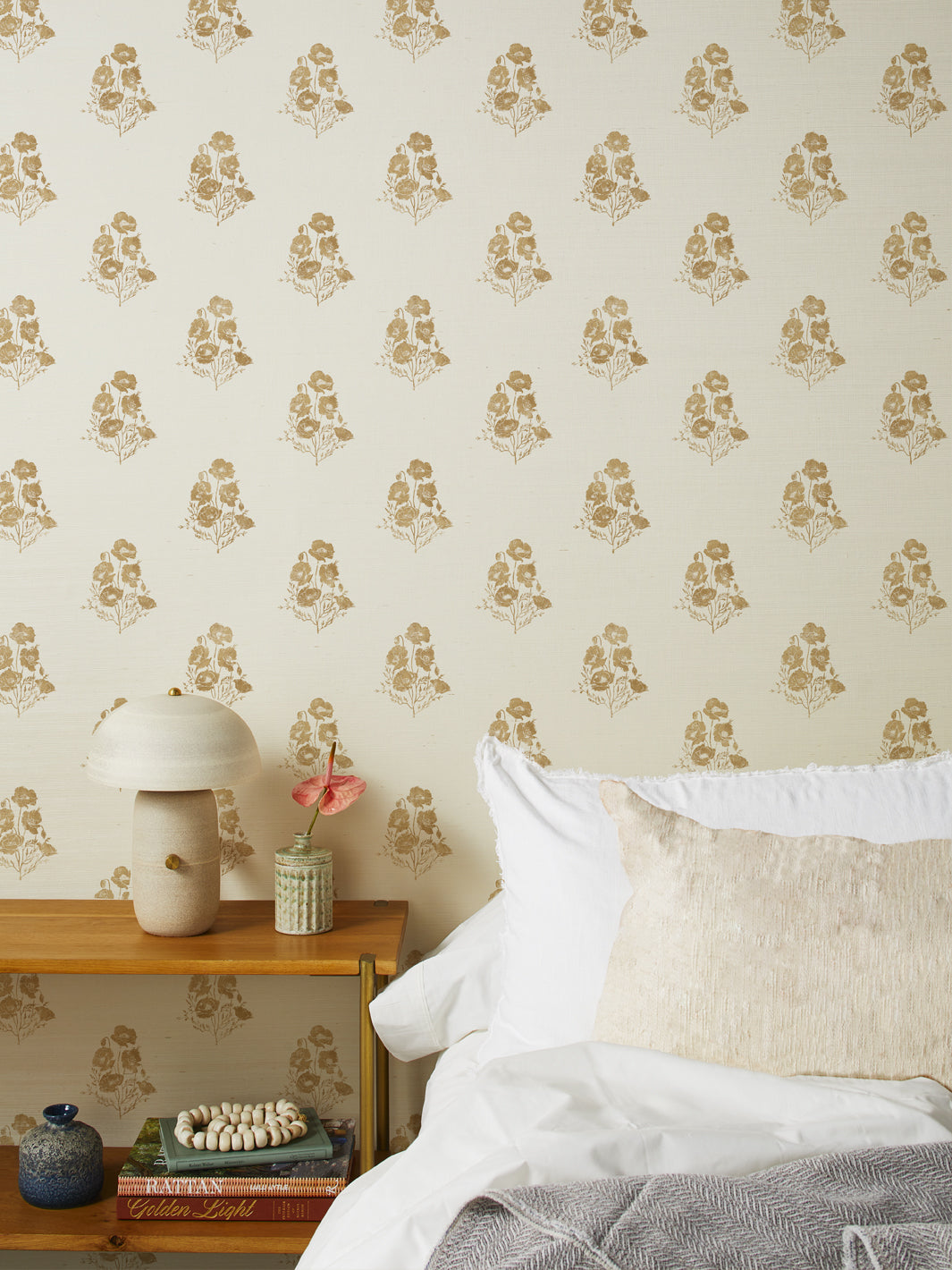 california poppy grasscloth wallpaper by nathan turner gold