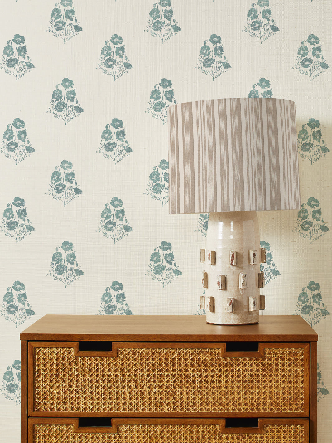 california poppy grasscloth wallpaper by nathan turner seafoam