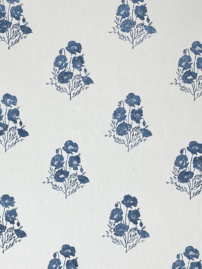 california poppy linen fabric by nathan turner darker blue