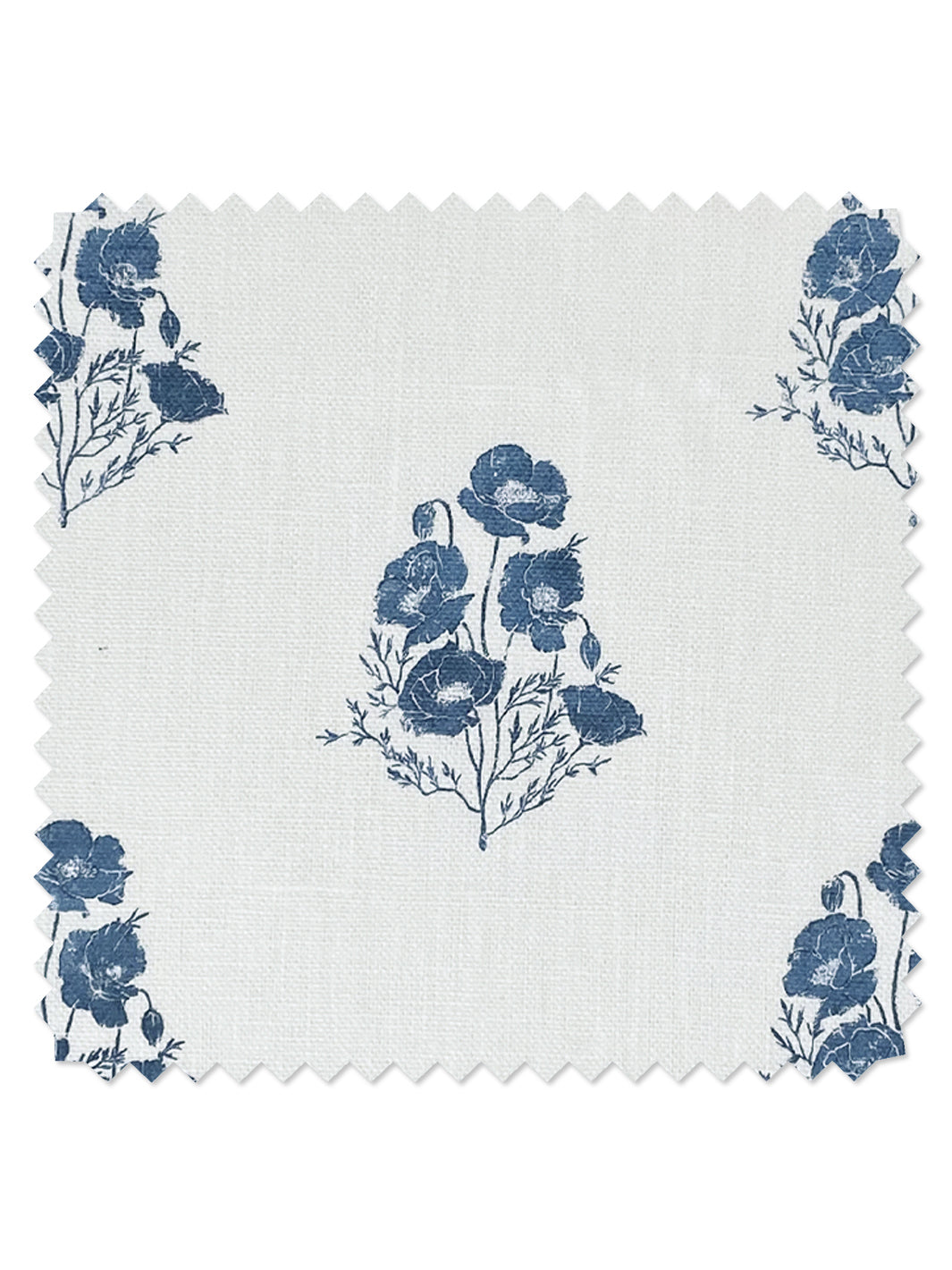 california poppy linen fabric by nathan turner darker blue