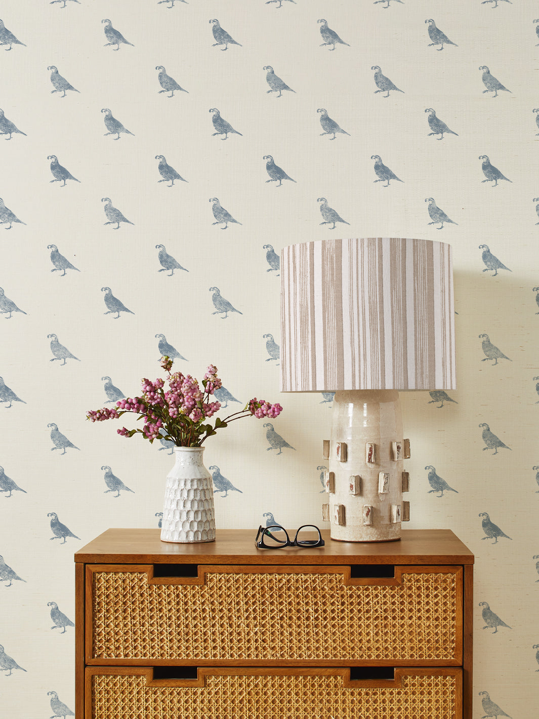 california quail grasscloth wallpaper by nathan turner blue