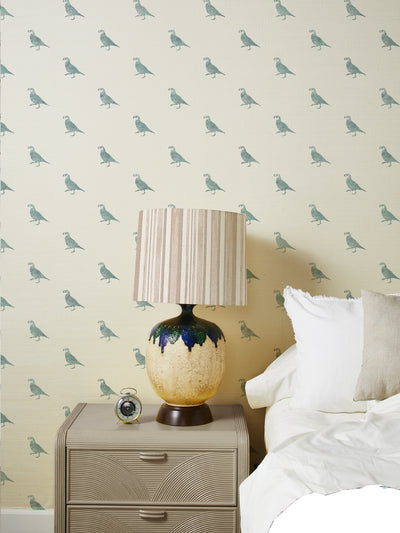 california quail grasscloth wallpaper by nathan turner seafoam