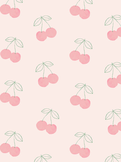 cherries wallpaper by tea collection pale pink