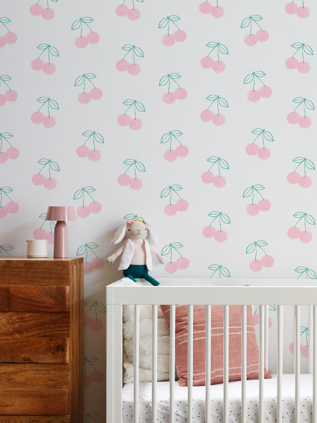 cherries wallpaper by tea collection peach