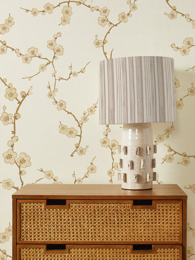 cherry blossom grasscloth wallpaper by nathan turner gold