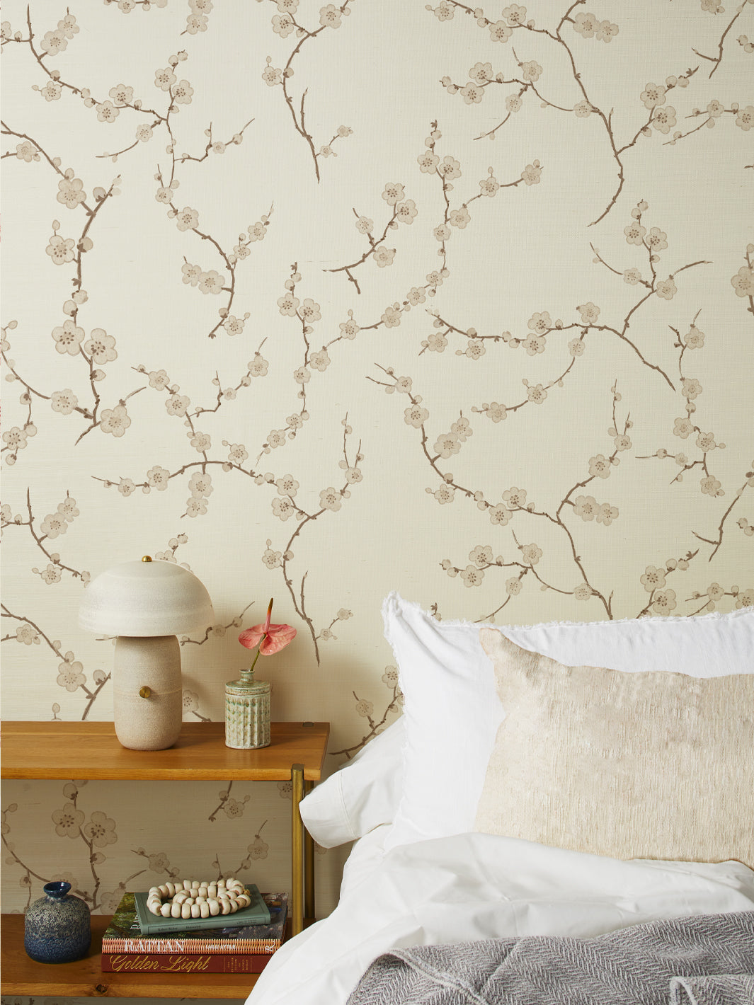 cherry blossom grasscloth wallpaper by nathan turner neutral