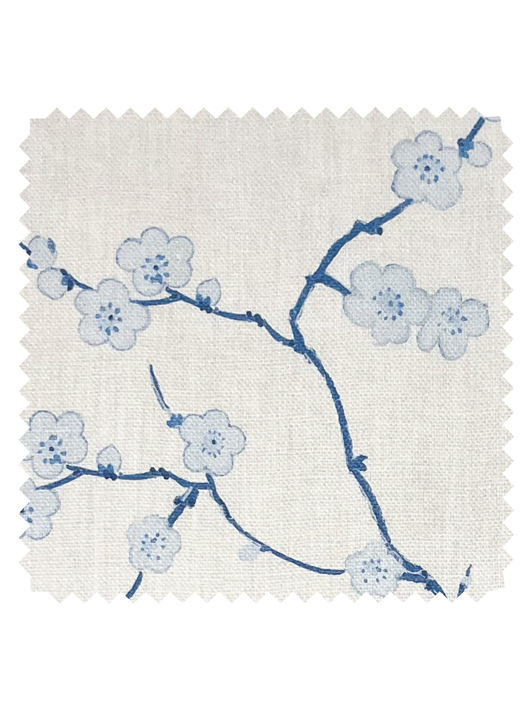 cherry blossom linen fabric by nathan turner blue