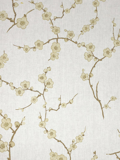 cherry blossom linen fabric by nathan turner gold