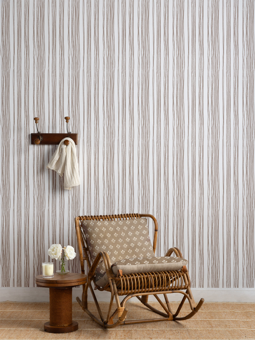 'Coastal Stripe (White Ground)' Wallpaper by Sugar Paper - Fawn