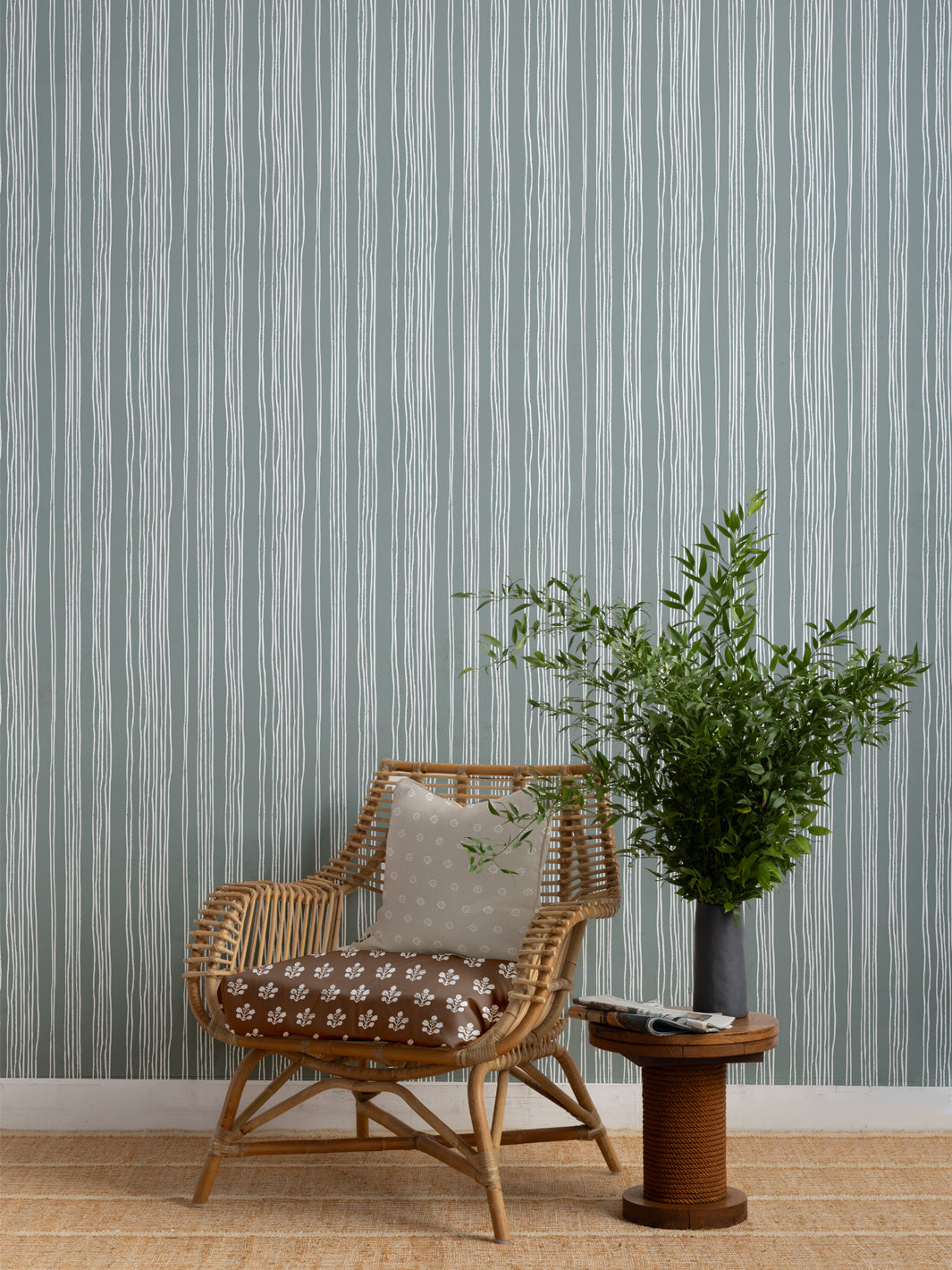 'Coastal Stripe' Wallpaper by Sugar Paper - Forest