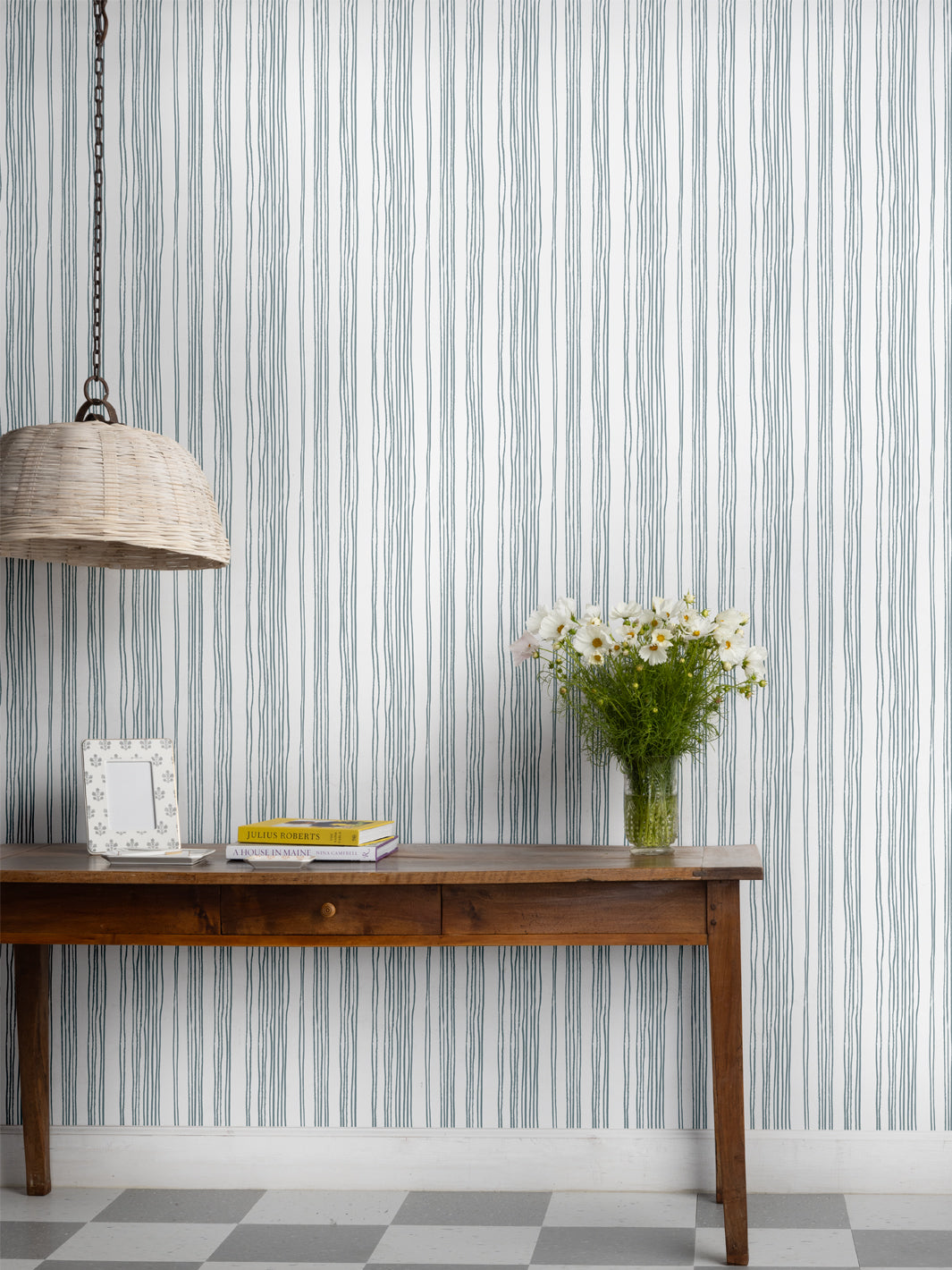 'Coastal Stripe (White Ground)' Wallpaper by Sugar Paper - Harbor