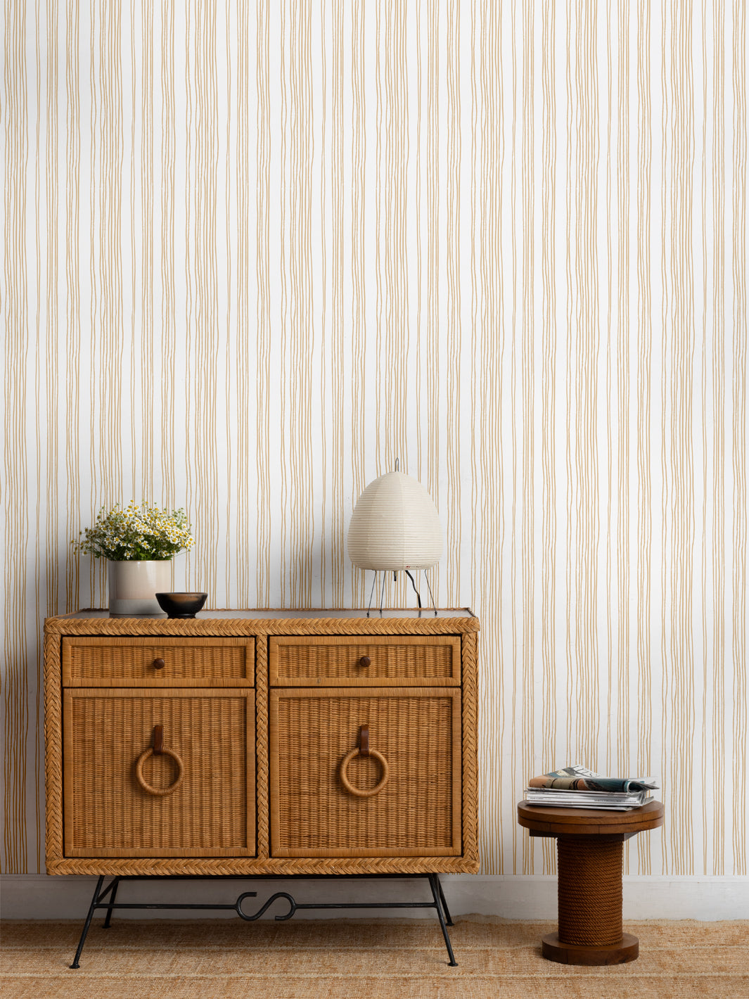 'Coastal Stripe (White Ground)' Wallpaper by Sugar Paper - Honeycomb