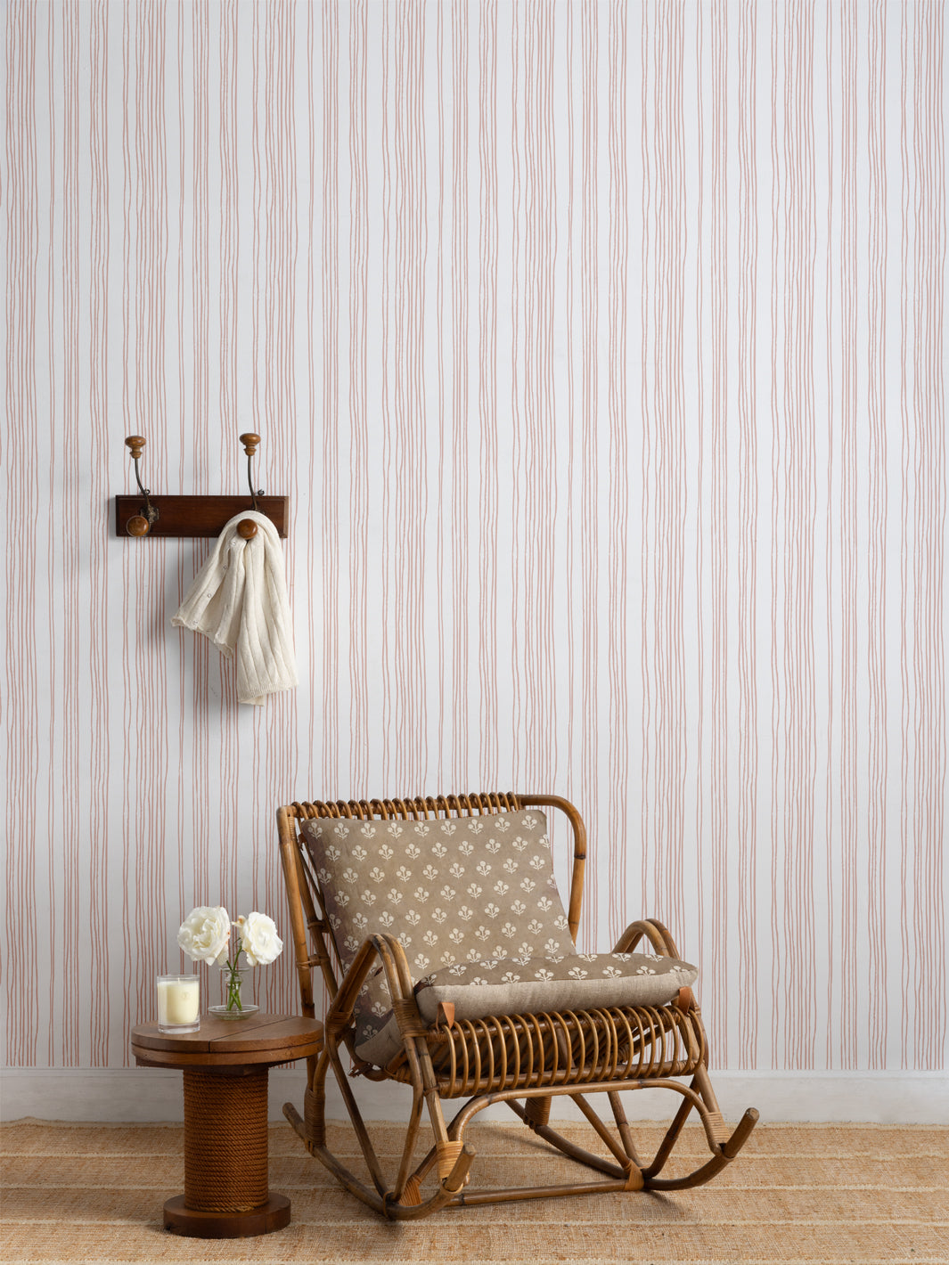 'Coastal Stripe (White Ground)' Wallpaper by Sugar Paper - Rose