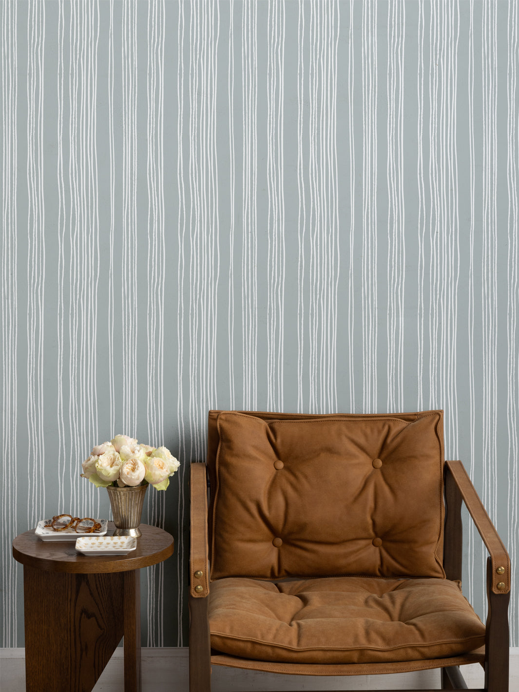 'Coastal Stripe' Wallpaper by Sugar Paper - Silver Sage