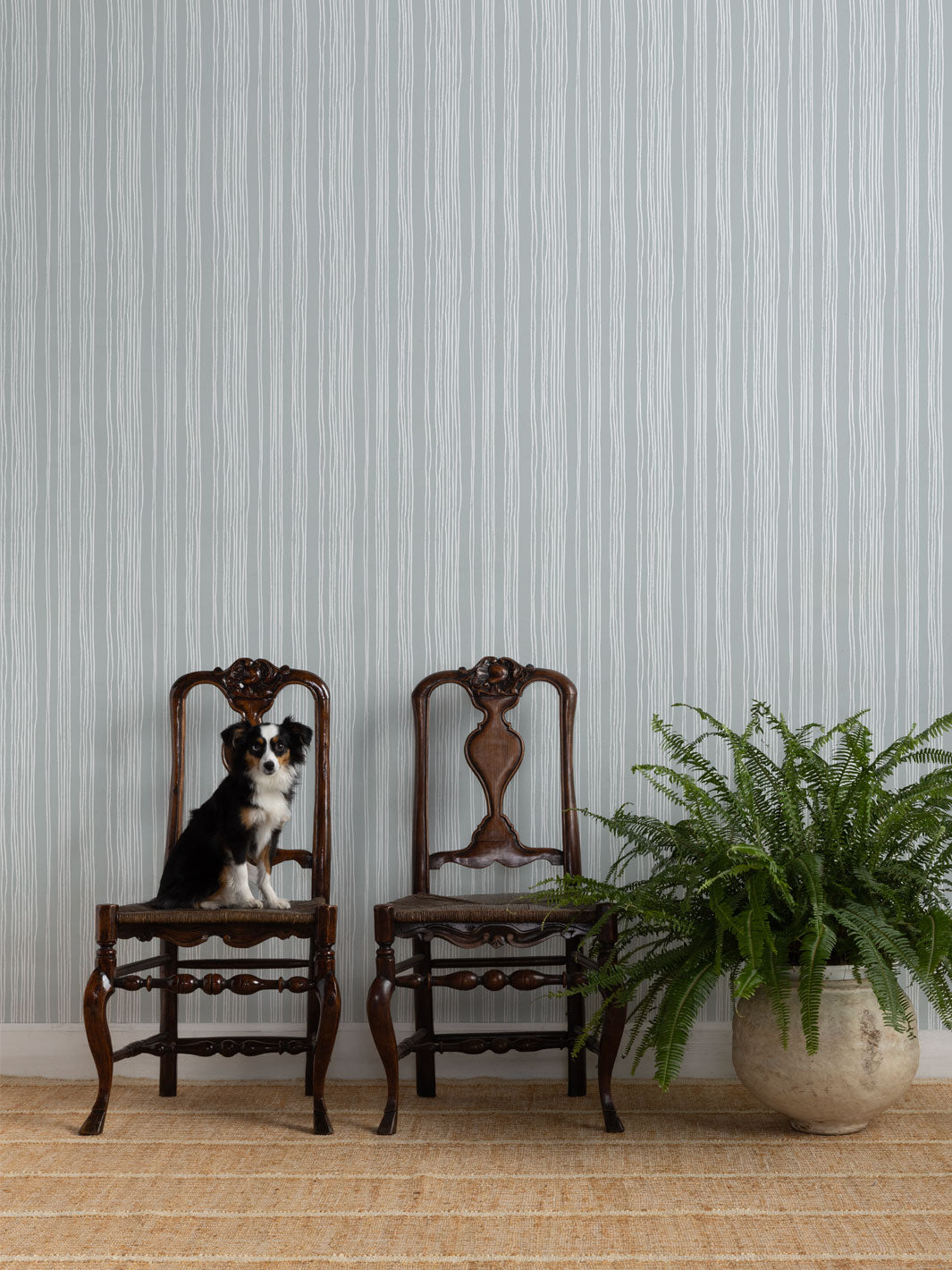 'Coastal Stripe' Wallpaper by Sugar Paper - Silver Sage