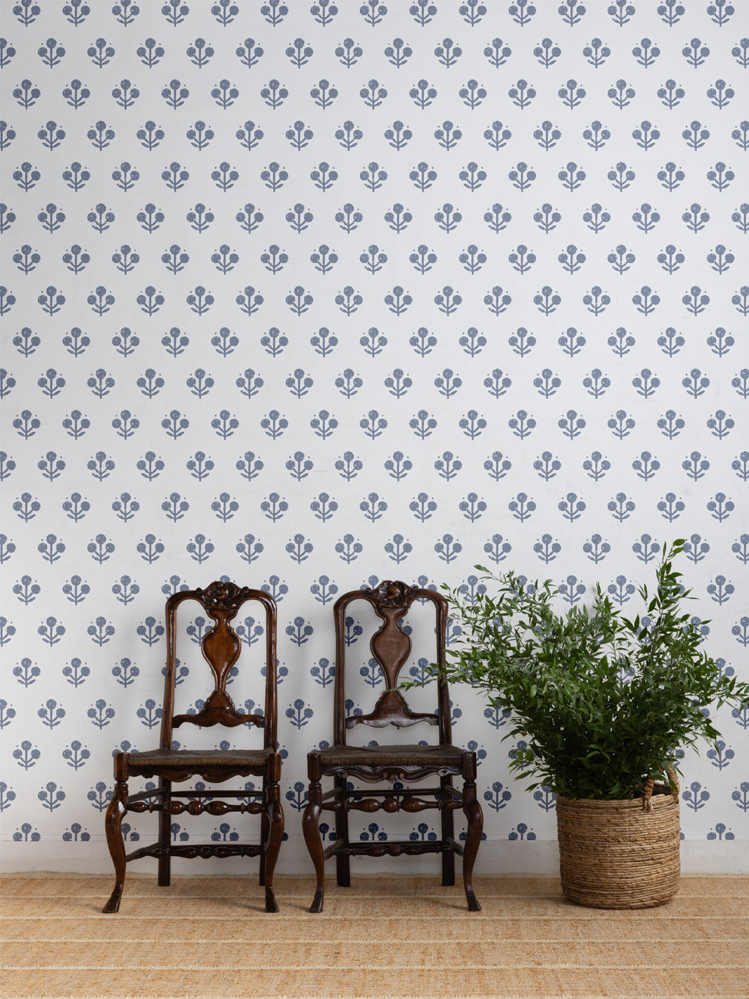 'Coco Large (White Ground)' Wallpaper by Sugar Paper - Slate