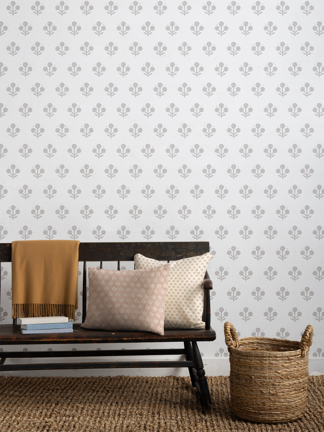 'Coco Large (White Ground)' Wallpaper by Sugar Paper - Stone