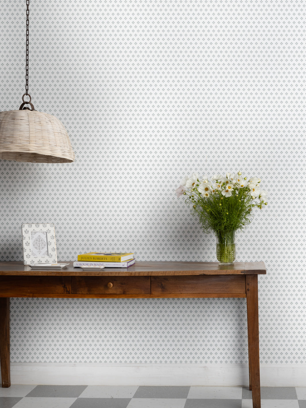 'Coco Petite (White Ground)' Wallpaper by Sugar Paper - Silver Sage