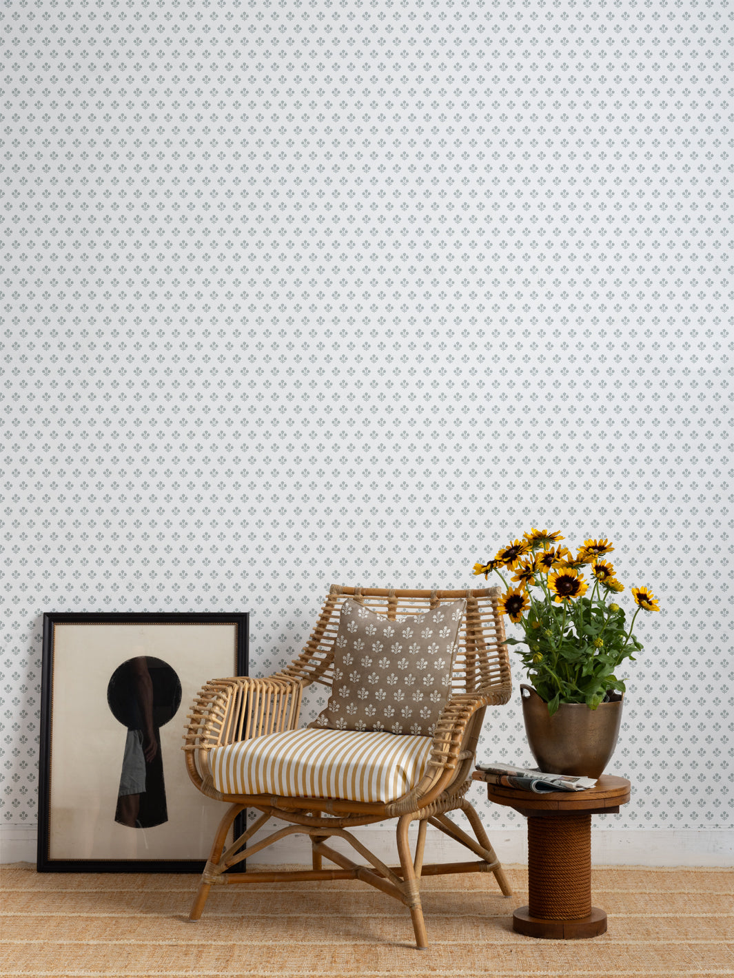 'Coco (White Ground)' Wallpaper by Sugar Paper - Silver Sage