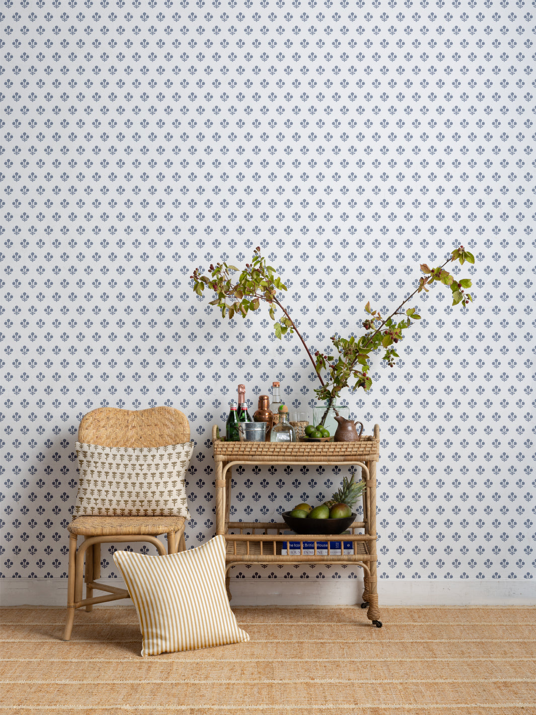 'Coco (White Ground)' Wallpaper by Sugar Paper - Slate