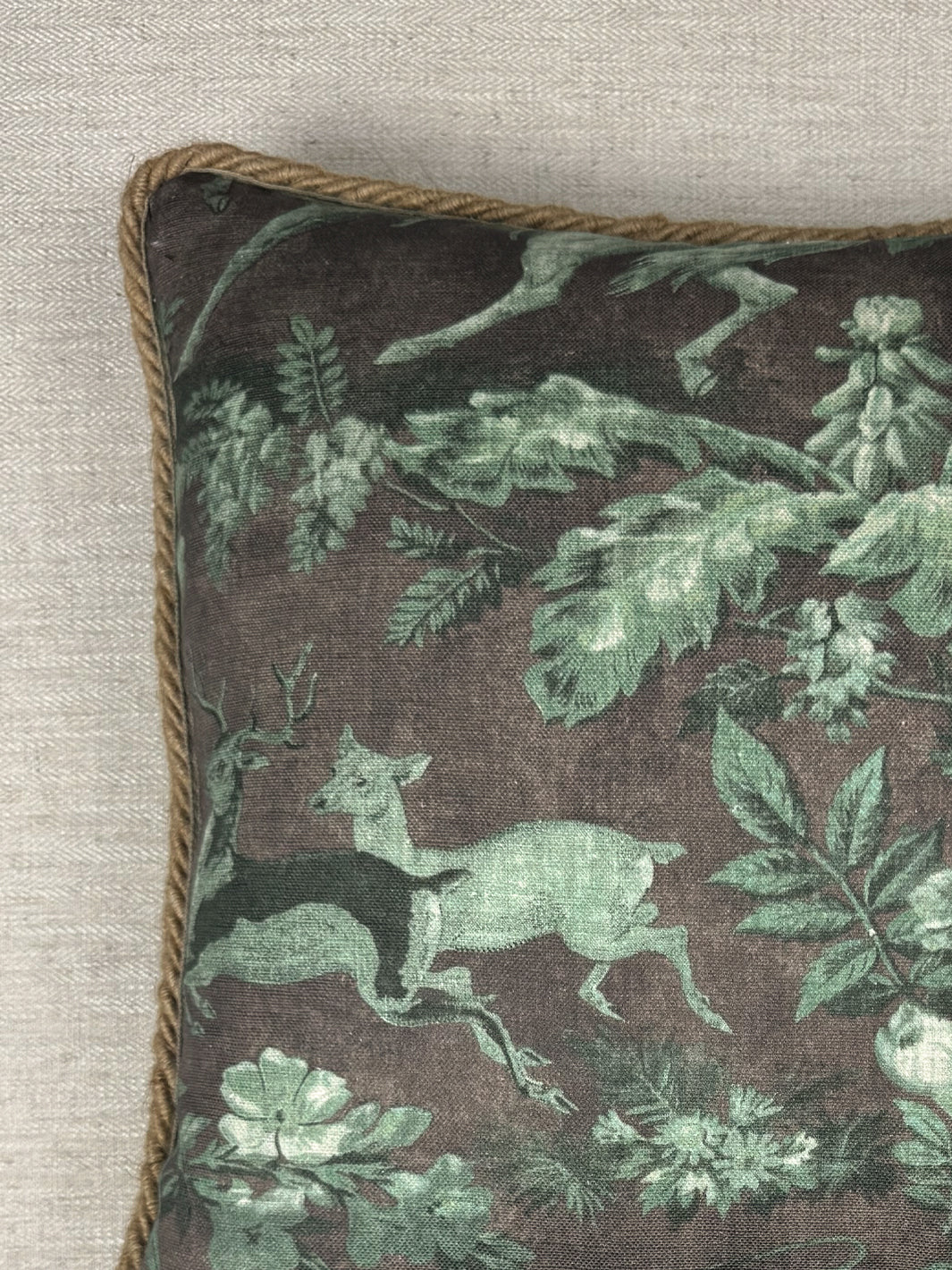 'Cowboy Toile' Linen Fabric by Nathan Turner - Army Green