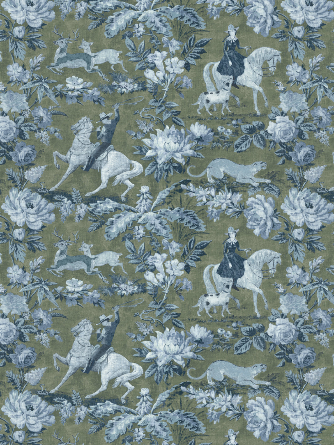 cowboy toile wallpaper by nathan turner army green