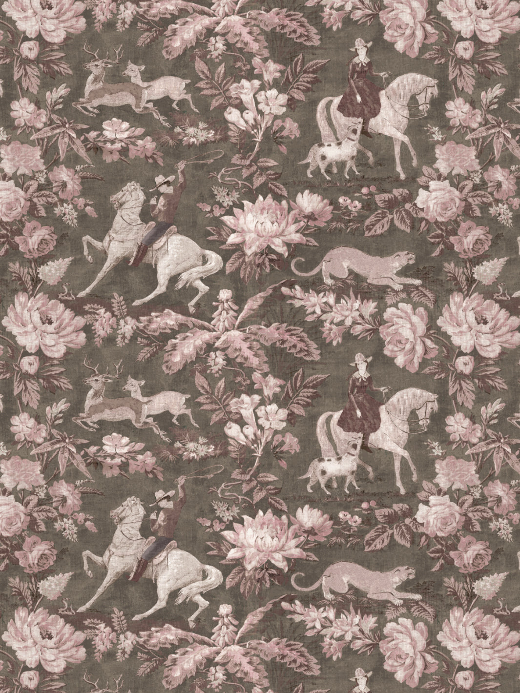 cowboy toile wallpaper by nathan turner pink brown