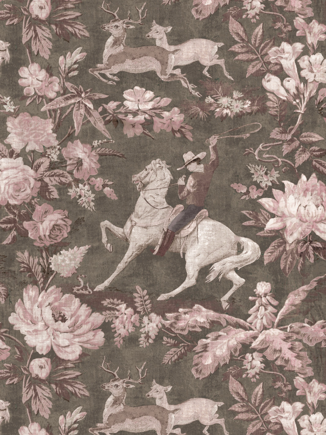 cowboy toile wallpaper by nathan turner pink brown