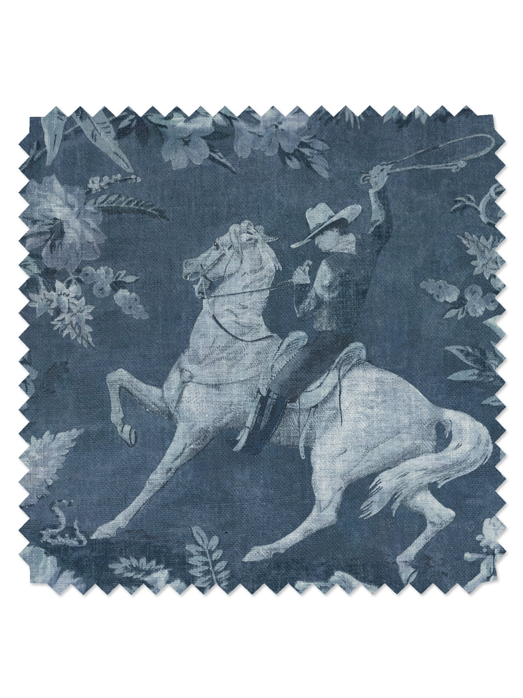 'Cowboy Toile' Linen Fabric by Nathan Turner - Blue