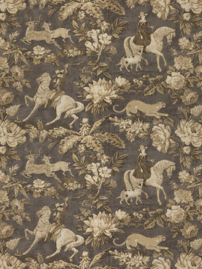 cowboy toile linen fabric by nathan turner gold brown