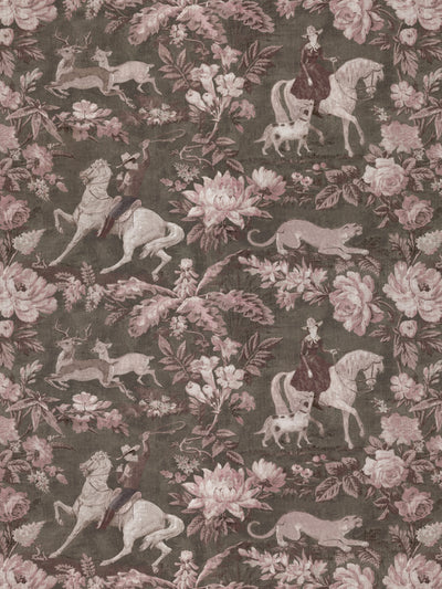 'Cowboy Toile' Linen Fabric by Nathan Turner - Pink Brown