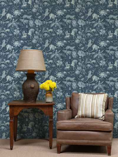 cowboy toile wallpaper by nathan turner blue