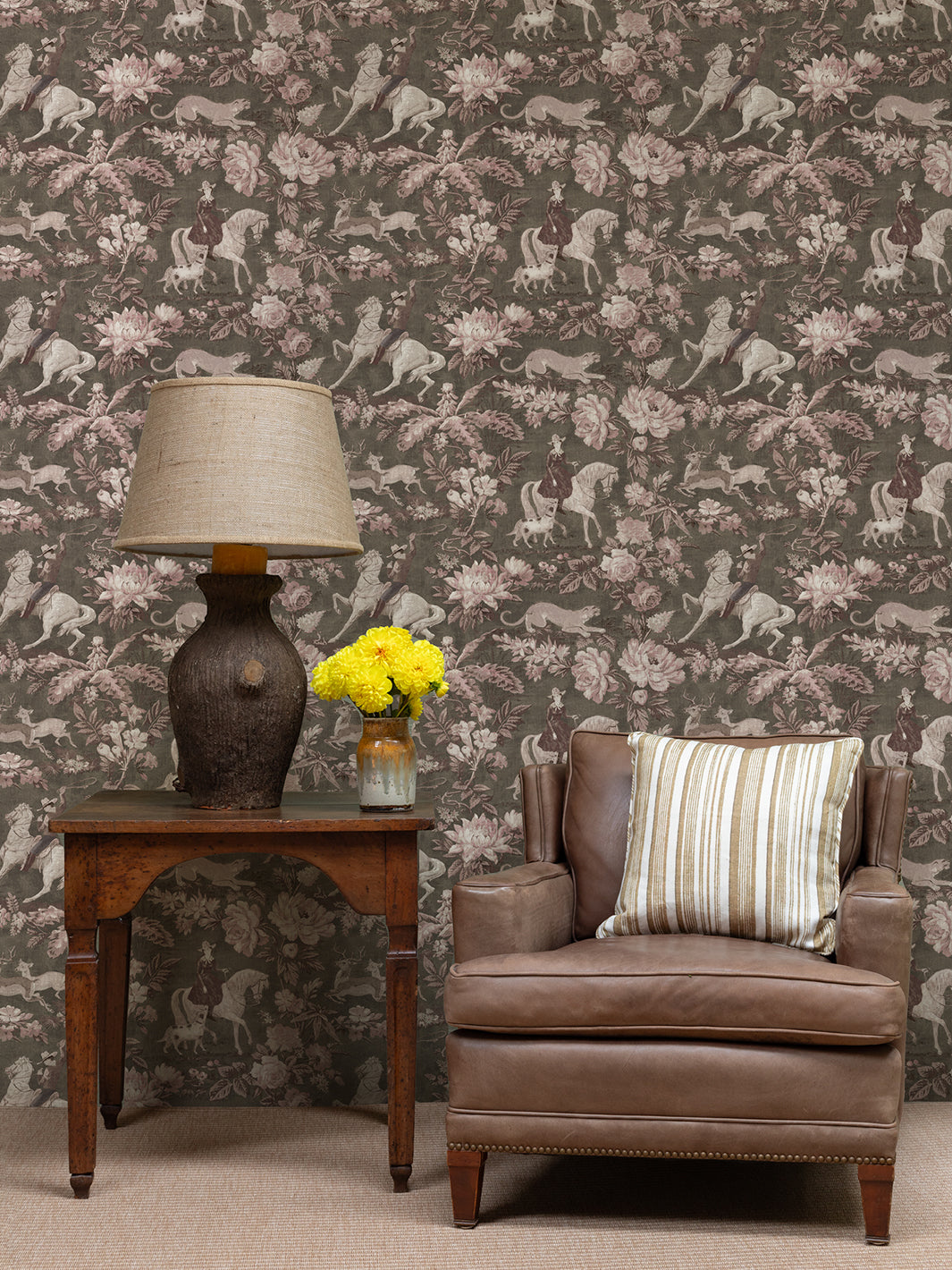 cowboy toile wallpaper by nathan turner pink brown