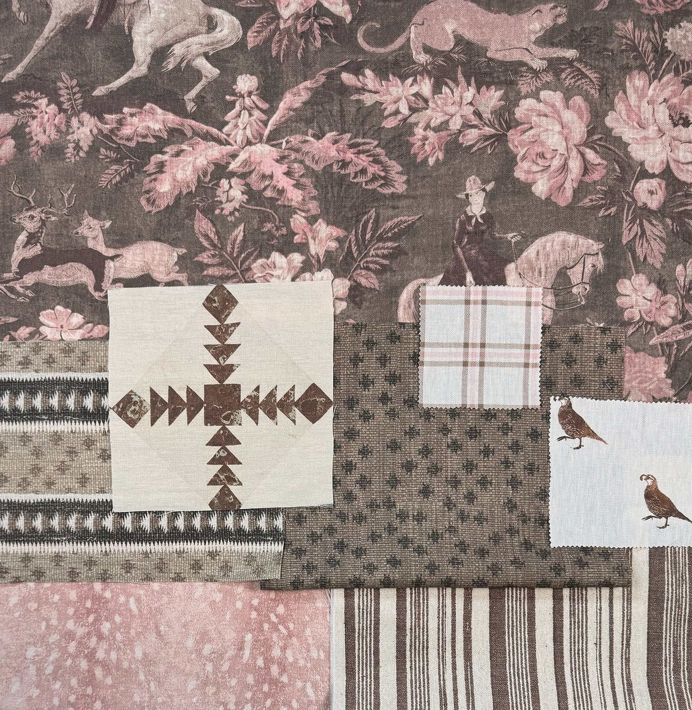 deer linen fabric by nathan turner pink