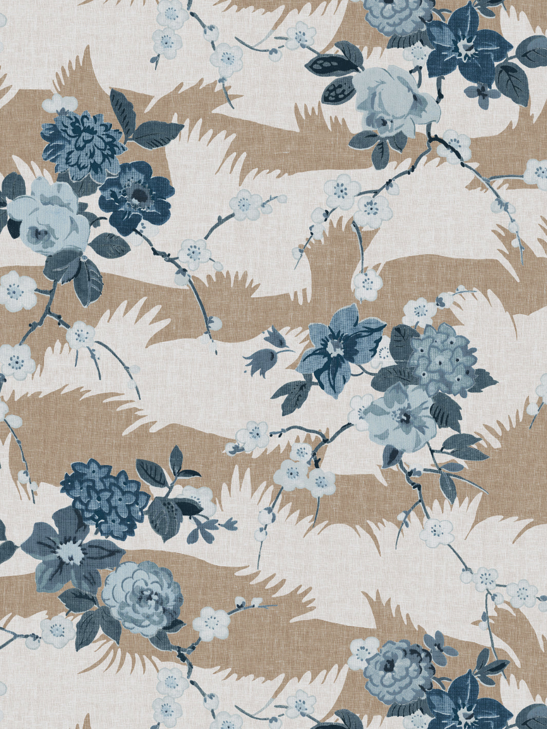 dora chintz wallpaper by nathan turner taupe blue