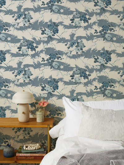 dora chintz grasscloth wallpaper by nathan turner blues