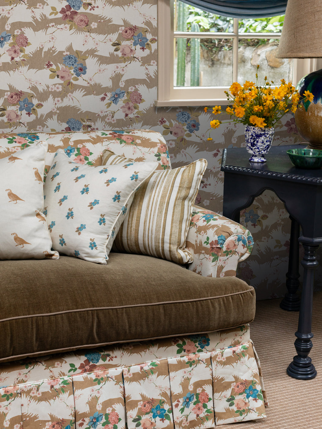 dora chintz wallpaper by nathan turner mustard